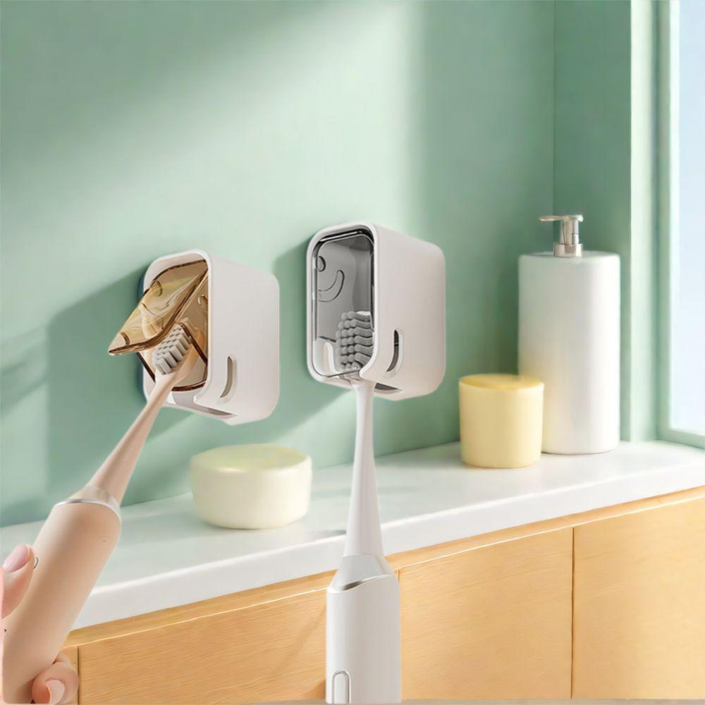 3Pcs Plastic Electric Toothbrush Storage Rack Wall Mounted Flip-top Tooth Brush Rack Dustproof Punch Free Toothbrush Holder