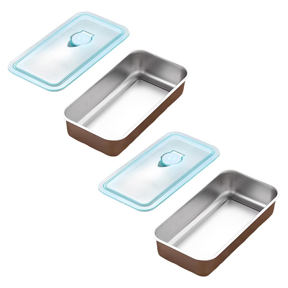 Stainless Steel Small Snack Containers Leak Proof Food Storage Containers Double Compartment Fruit Snack Box for Home Kitchen