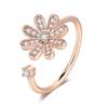 Sparkling Y2k Flower Finger Rings for Women Rose Gold Color Zircon Romantic Girls Ring Fashion Jewelry Trend Birthday Gift R080