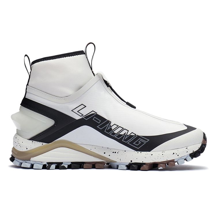 Li Ning Yu Ye Reflective Stability Shock Absorption Non-Slip High-Top Running Shoes Men Sneakers White ARDR017-2
