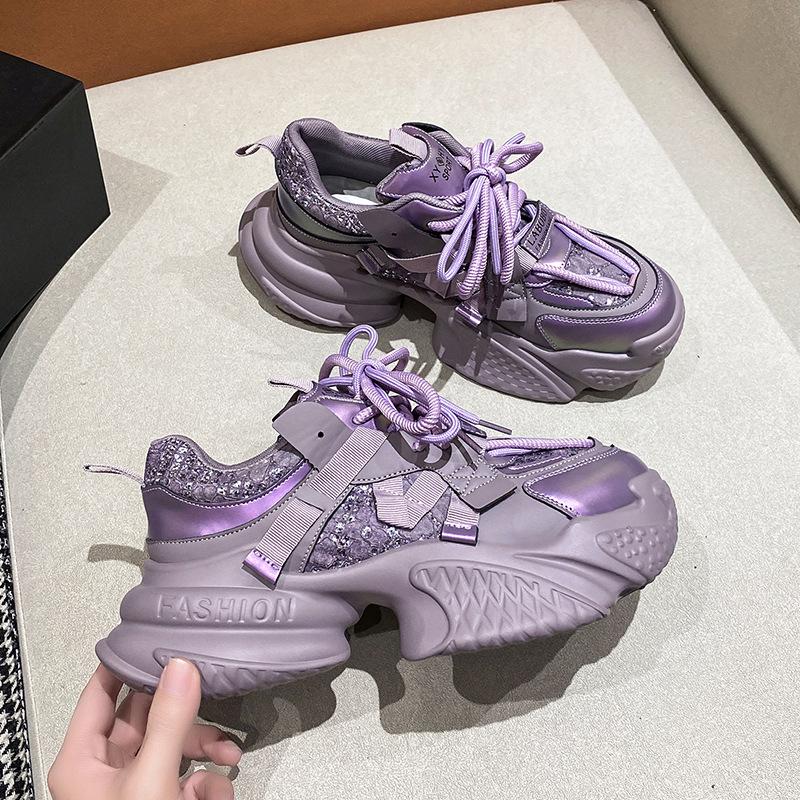 Women's Autumn and Winter Soft-soled Dad Shoes Lightweight Thick-soled Height-enhancing Casual Sports Shoes