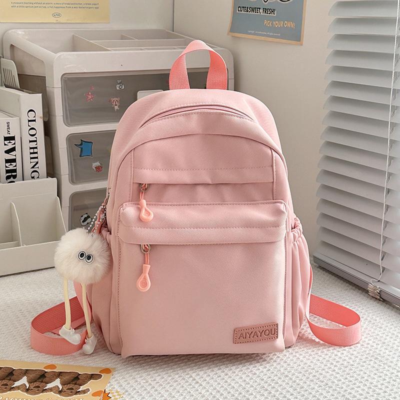 Spring New Simple Solid Color Small Backpack Elementary School Schoolbag Junior High School Commuting Outdoor Travel Backpack