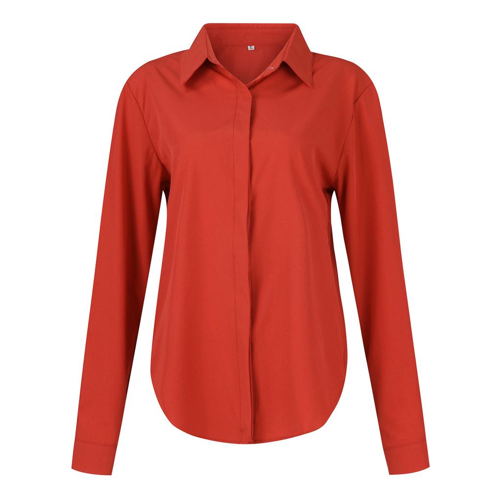 Blouse For Women's Long Sleeve Button Down Shirts Casual Loose  Business Work Tunic Top