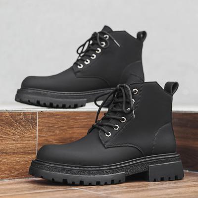 Martin Boots Men'S Platform British Style Heightening Locomotive High-Top Leather Shoes Autumn And Winter New Mid-Top Boots 25006-J