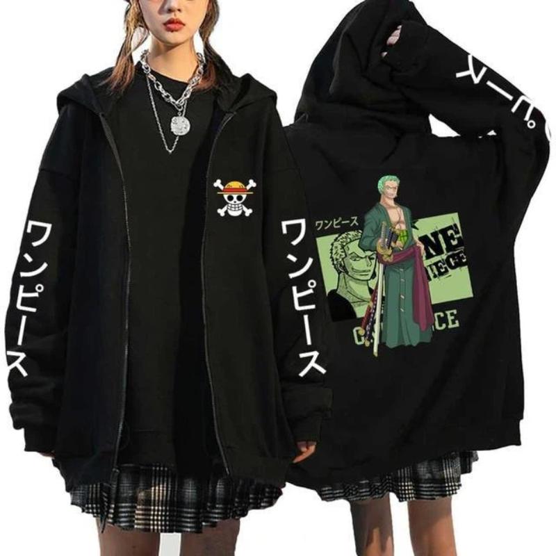 One Piece Luffy Printed Zipper Hoodie Men's Casual Hoodie Top Cardigan Coat