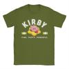 Kirbys Pink Puffy Powerful Star Frame Varsity TShirt Men Pure Cotton Tees Short Sleeve T Shirts Birthday Present Clothing