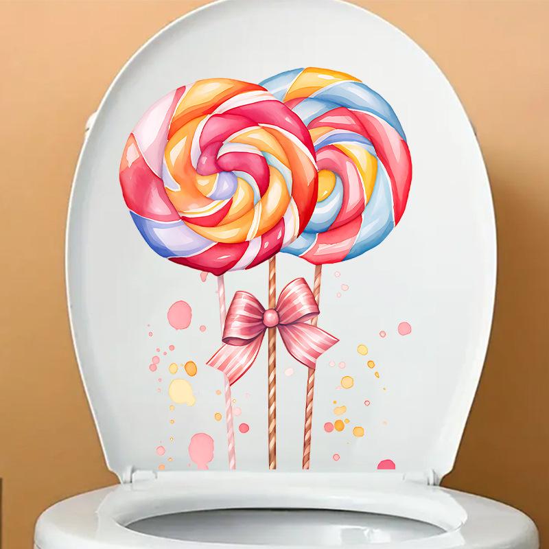 Adesivi Murali Colorati a Forma di Lecca-Lecca per Cameretta dei Bambini Decorazione Coperchio WC Decalcomanie Autoadesive per Bagno