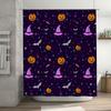 Purple Halloween Shower Curtain With Pumpkin Witches Hat Bats Candy Cane Pattern For Bathroom Decor In Home Accessories