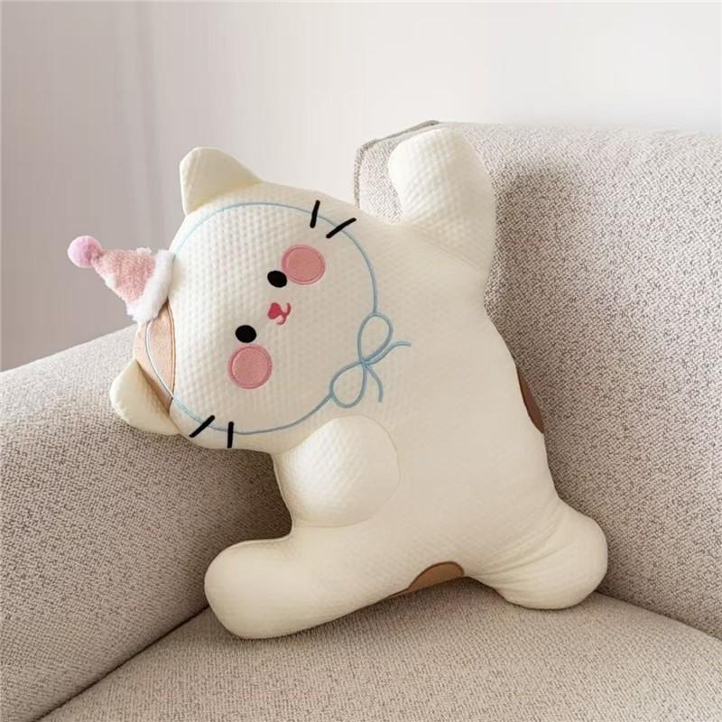 Cartoon Summer Cool Cat Cushion Pillow With Embroidered Animal Design For Sofa And Lounge Decor