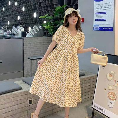 Umstandskleidung Stillkleidung Mode Temperament floral außen locker und dünn mittel und langes Kleid