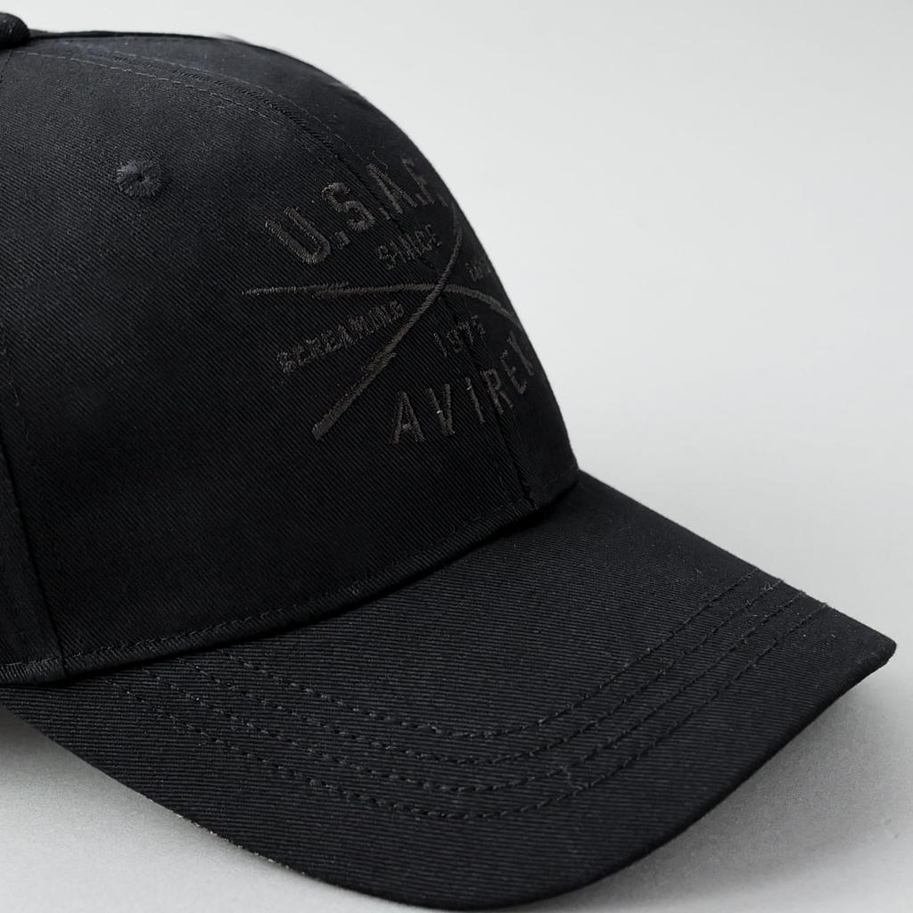 AVIREX ARMY Military Embroidered 6-Panel Low Cap Baseball Cap Hat Men's Full Cap (JP, Alphabet, Free Size, US BASE black)