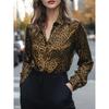 Shirt Women Satin Simulation Silk Long Sleeve Blouse New