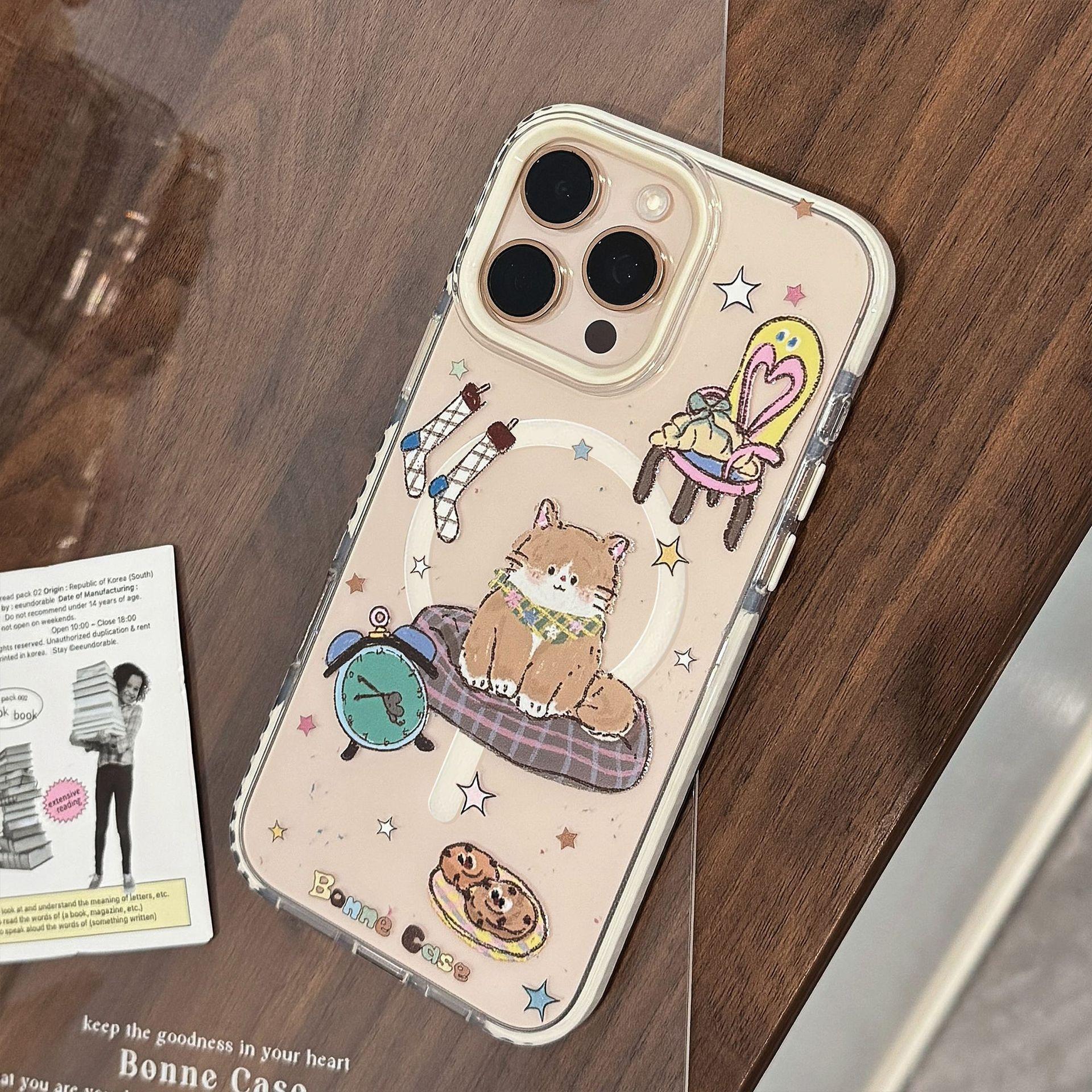 

Children s Fun Cartoon for IPhone15 for Apple 16pro Max Phone Case Ins Cat Drawing 17For14 Soft 13 Magnetic 11 6.1