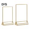 Acryl-Schildhalter, doppelseitig, goldener Bilderrahmen, Tisch-Schildhalter, transparenter Displayständer für Flyer, Menüs, Hochzeitstischnummernhalter