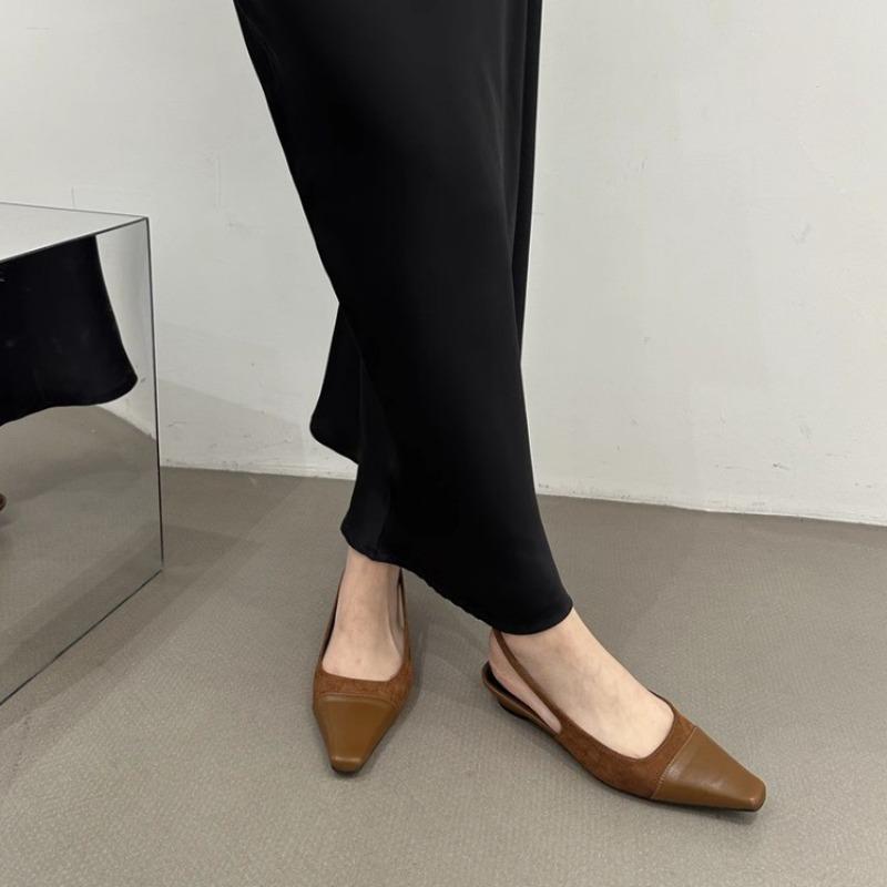 Fashion Low Heel Baotou Sandals Women's French Nude Color Pointed Small Fragrant Style Ladies Thick Heels Back Air Style Single Shoes