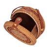 Borsa Rotonda in Rattan Fatta a Mano Elegante Borsa a Spalla Intrecciata a Mano da Donna per Spiaggia Feste Quotidiane Lavorazione a Maglia su Tutto il Lato con Fodera Interna