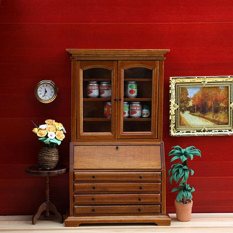 1:12 Păpușă Miniatură Bibliotecă Vitrină pentru Vin Mobilier Model Casă Decor Jucărie Accesorii Casă de Păpuși