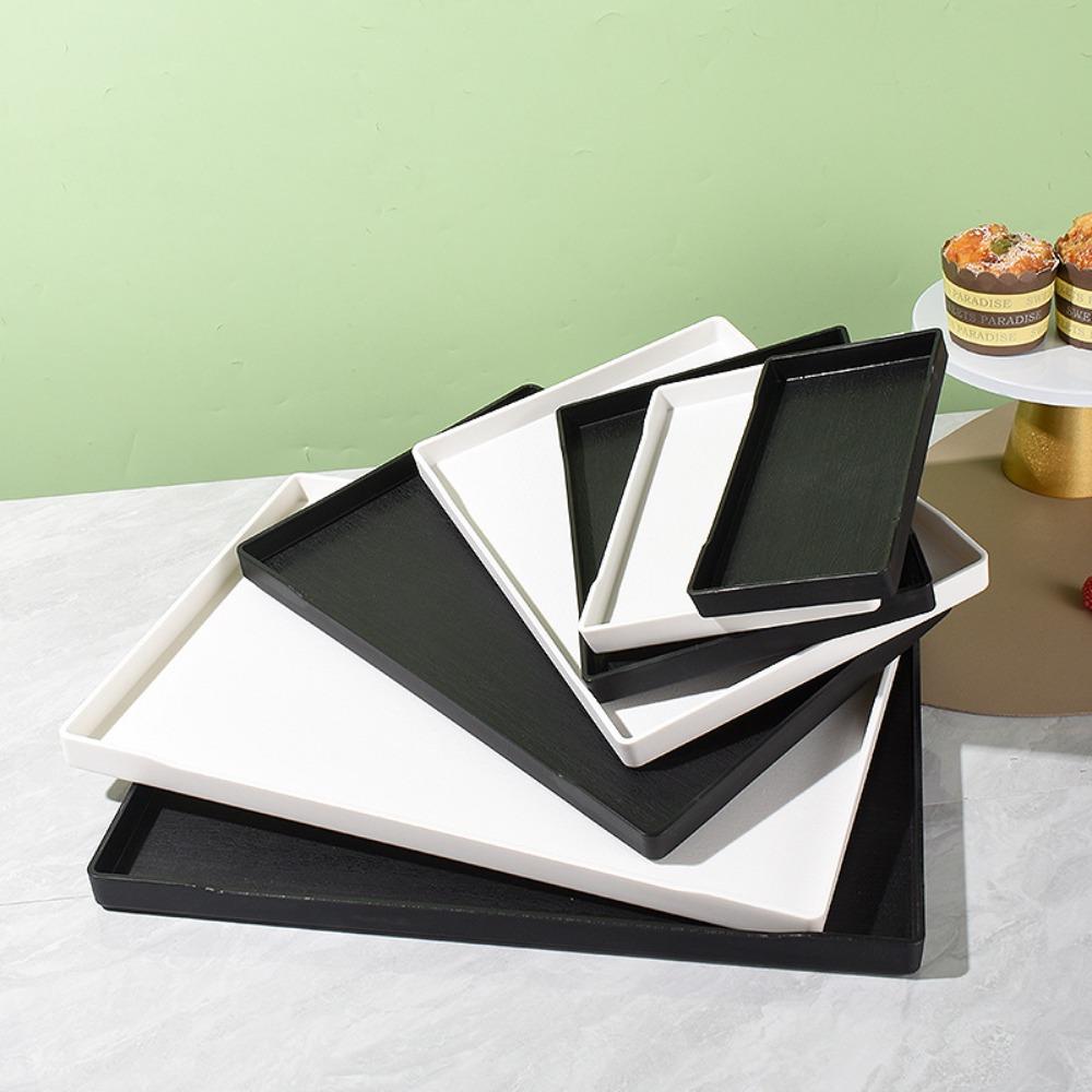 Rectangle Serving Trays Black White Bed Table Tray New Large Plastic Tray  Kitchen