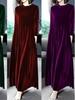 Women's Gold Velvet Knee-Length Dress - Autumn/Winter Collection