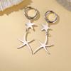 Teamer Stainless Steel Cute Funny Starfish Dangle Earrings for Women Girls Trendy Hoop Earrings Summer Outdoor Jewelry No Rust