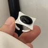 Xiaomi BF CLUB 925 Sterling Silver Ring For Women Jewelry Black Stone Retro Open Vintage Handmade Ring Allergy For Party Birthday Gift