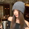 Autumn and winter warm and cold-proof plush big head circumference shows small face knitted wool hat woman