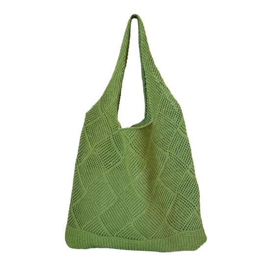 Dámská pletená taška přes rameno s velkou kapacitou, ležérní taška, jednobarevná dutá taška přes rameno pro každodenní výlety, nákupy, školu