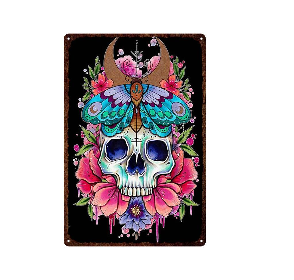 Skeleton Skull Tin Signs Mexican Festival Day of The Dead Tin Sign Vintage Metal Painting Poster Bar Man Cave Wall Plaques Decor