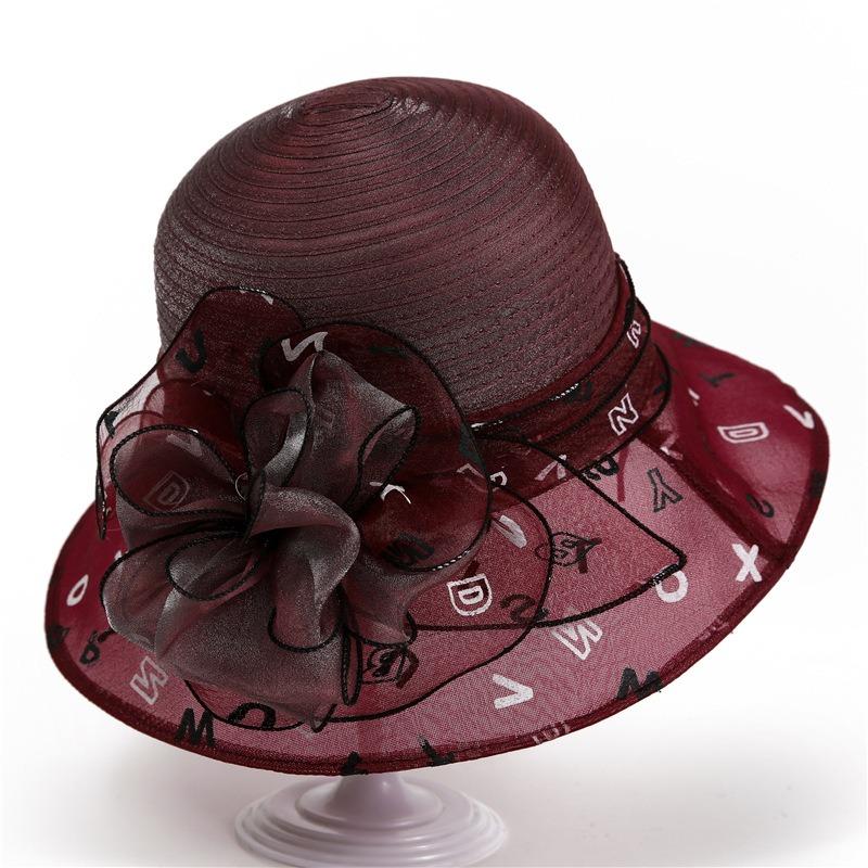 Elegant temperament organza hat women's spring summer bucket hat versatile top hat travel sun hat