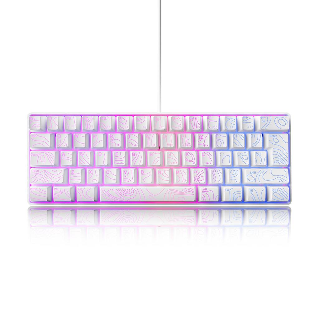 61-Key RGB Wired Gaming Keyboard & Mouse Set, Non-mechanical Membrane, Black & White, with Seven-Color Mini Backlight