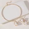 Punk Geometric Necklace And Ear Stud Set For Women With Electroplated Zinc Alloy Jewelry