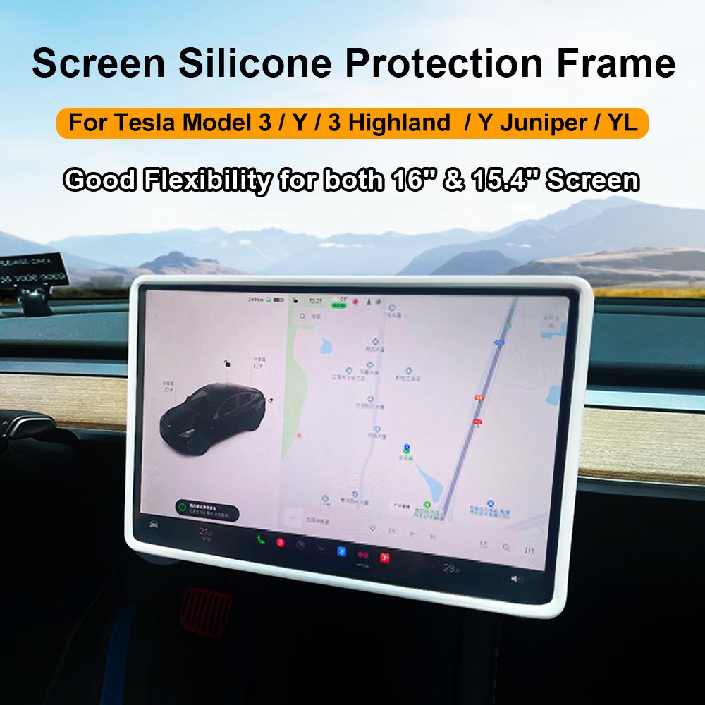 For Tesla Model 3 Y Silicone Protective Frame Edge Cover 15.4'' 16'' Central Control Navigation Screen Protector Trim