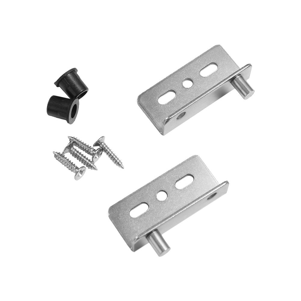 2pcs Multifunction Pivot Hinges Stainless Steel Black/Silver Concealed Shaft Heavy Duty With Bushing Upper Lower Hinge Clips