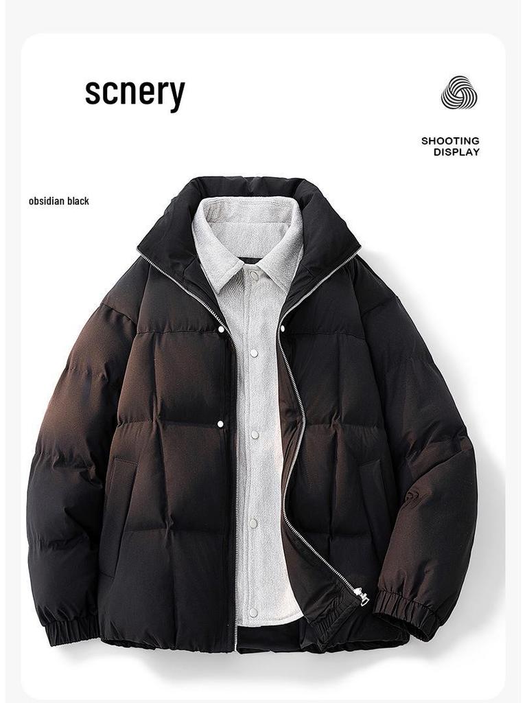 90% White Duck Down Puffer Jacket - Stand Collar, Fashionable, Trendy & Warm Outerwear