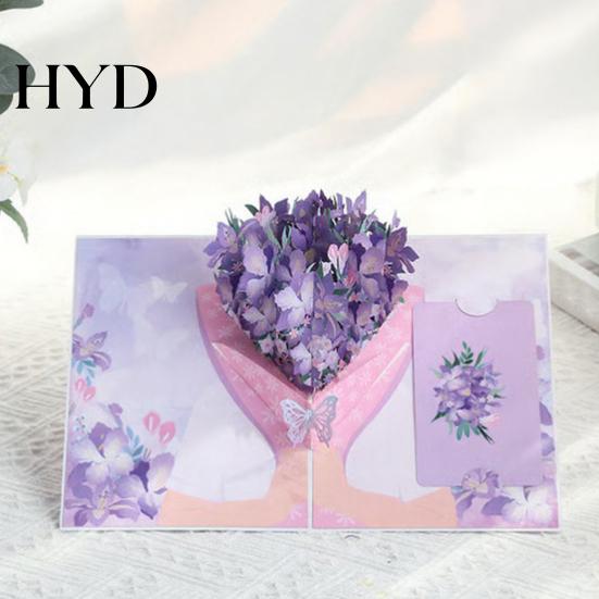 Handmade Greeting Card Foldable 3D with Envelope Decorative Artistic Birthday Gift Fly-out Holiday Blessings Message Space