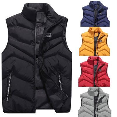 Men  Winter Fashion Stand Collar Color Waistcoat Vest Jacket Top Coat