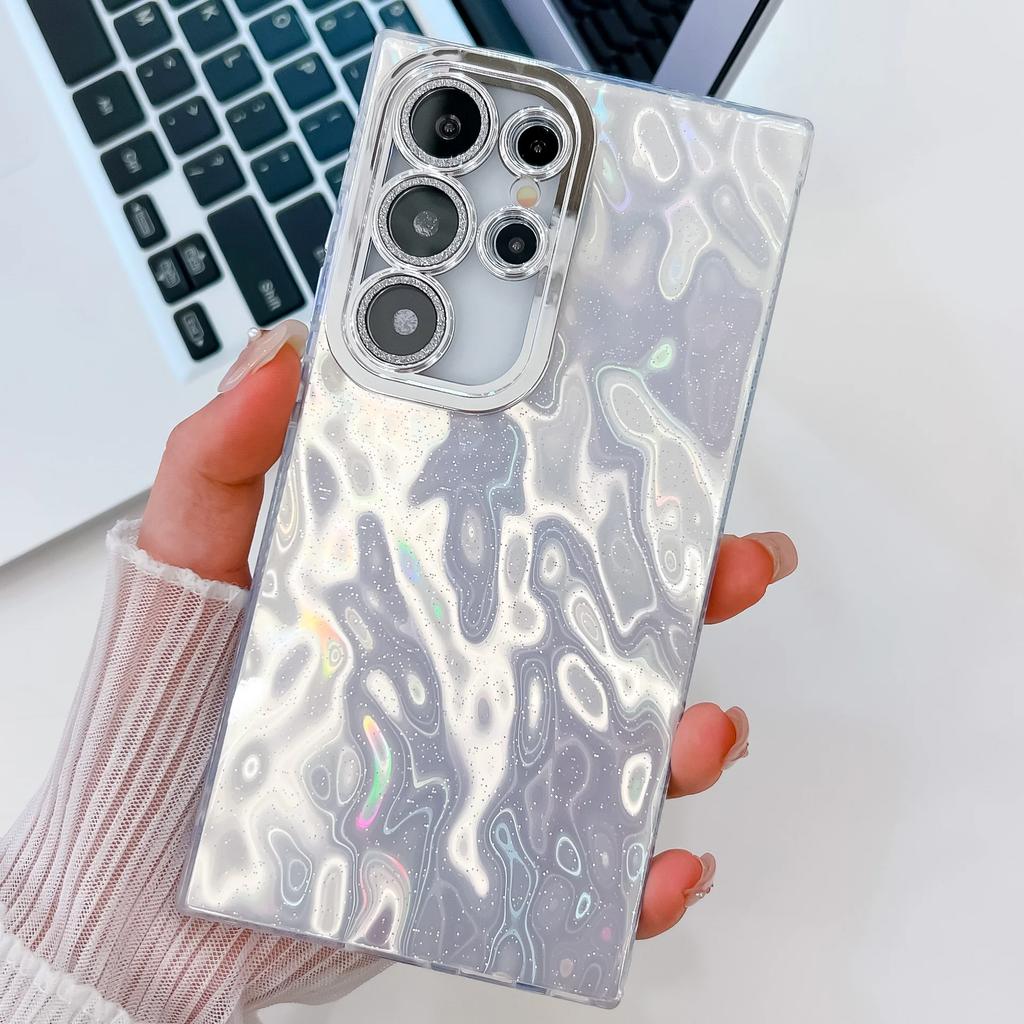 Laser Fold Tinfoil Phone Case for Samsung Galaxy S26 S25 S24 S23 Ultra S26 Plus S24FE Shockproof Glitter Camera Protection Cover