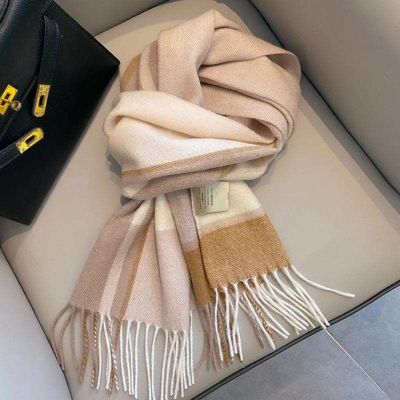 111 Australian wool pure scarf men and women winter high sense new British style couple scarf birthday gift