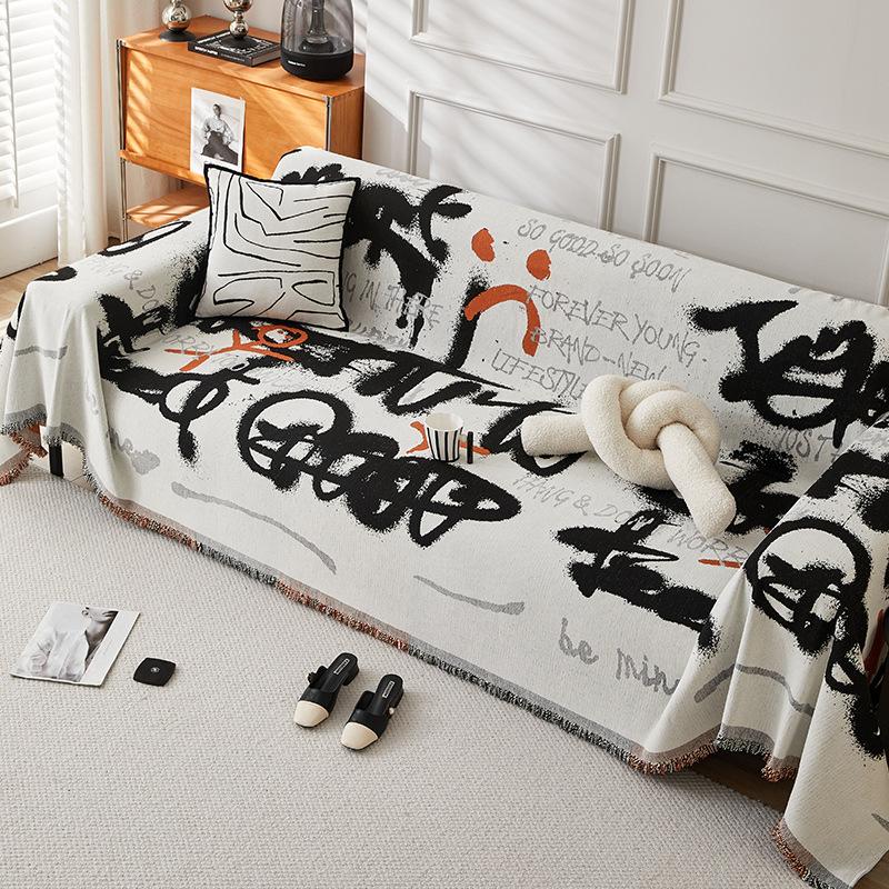 

Nordic Letters Chenille Sofa Towel Нескользящее, устойчивое к царапинам, все включено, универсальное покрывало, пылезащитный чехол, ворсовое одеяло 180*130cm