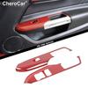 Red Carbon Fiber Window Lift Switch Button Panel Cover For 2015+Ford Mustang