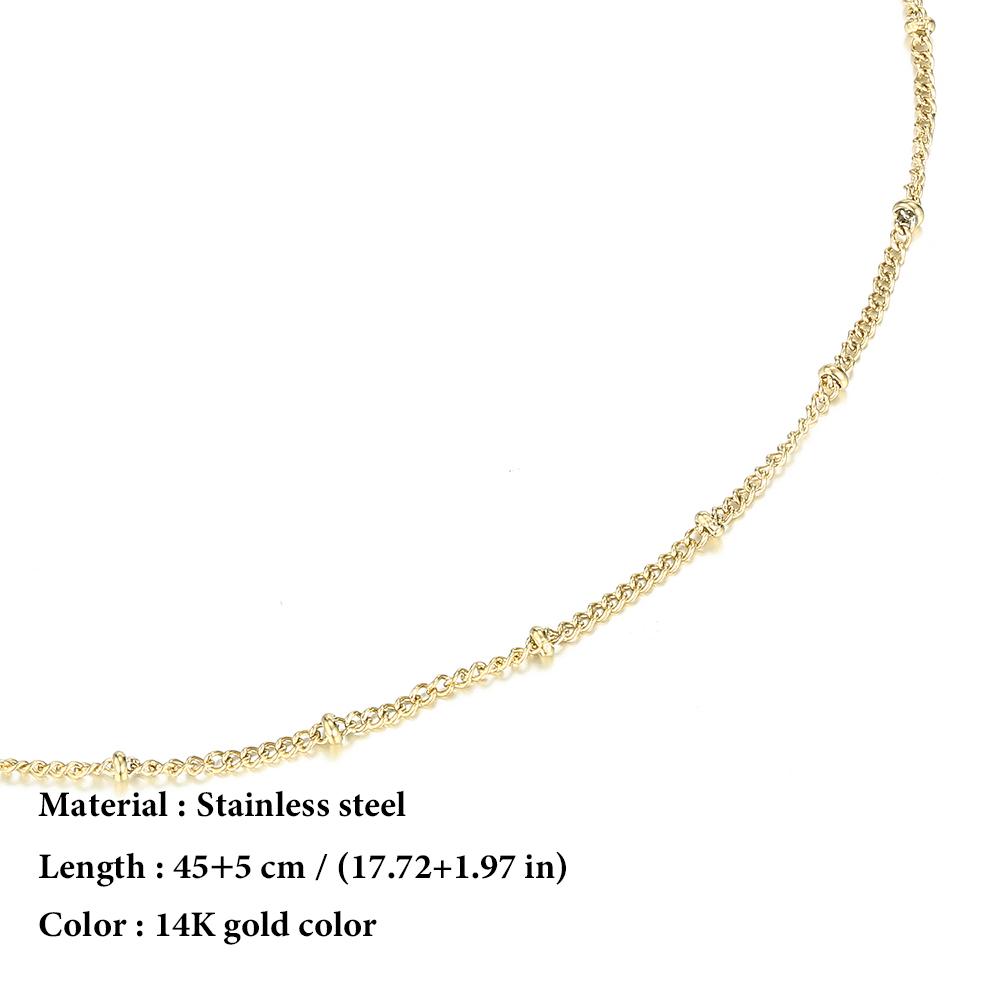 SUNIBI Stainless Steel Chain Necklace for Women Gold Color Thin Choker Bead Chain Necklace Jewelry Wholesale Dropshipping