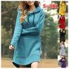Cozy Womens Winter Long Sleeve Tunic Tops Pullover Hoodie Dress In Six Colors