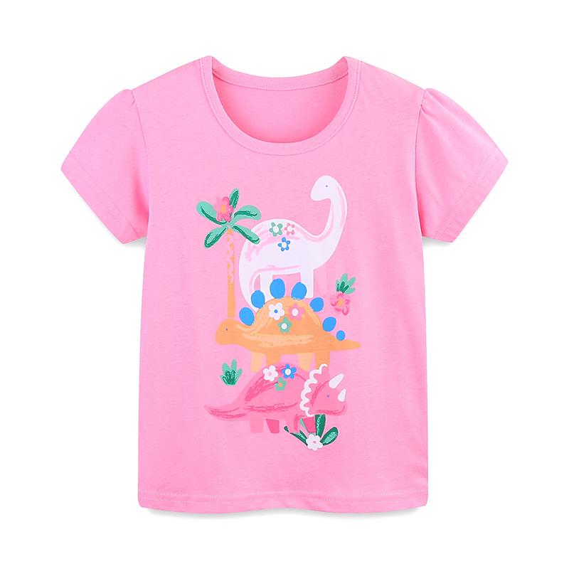 European Style Girls' Short-Sleeve Animal Print Knit Top