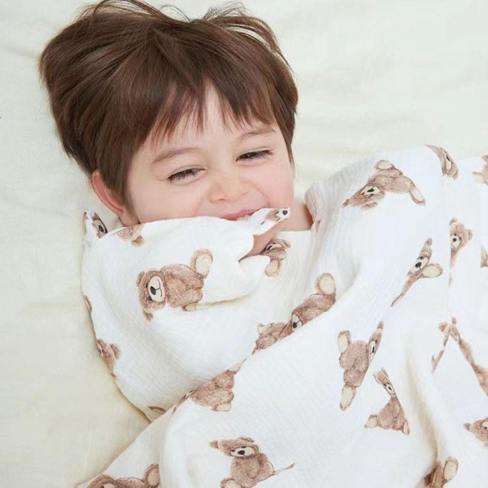 Pure Cotton Baby Crepe Cloth Little Bear Printed Delivery Room Bag Newborn Cloth  Delivery Room