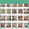 Premium Retro Flower Linen Pillow Case For Stylish Sofa Home Decor 18 Inches