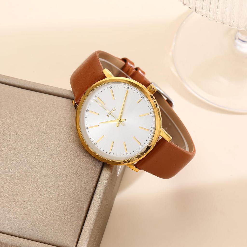 BUREI Damen-Analog-Quarzuhr, Wasserdicht, Beliebte Marke Modeuhr mit Lederarmband, Schlicht, Lässig, Leicht, Stilvolles Geschenk für Frauen (Br