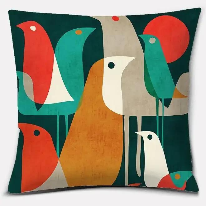 Colorful Abstract Series Double-Sided Printed Pillow Cover Short Plush Suitable Living Rooms Bedrooms Sofas Throw Cushion Cover