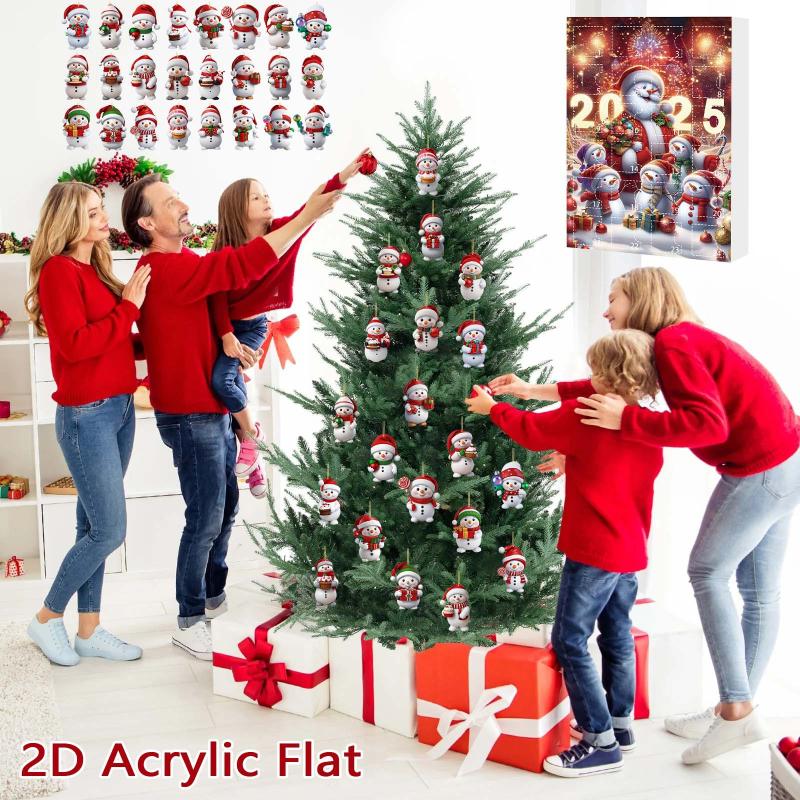 1 Pc Christmas Advent Calendar 2D Flat Snowman Countdown Calendars Xmas Tree Hanging Pendant Ornaments New Year Kids Gifts