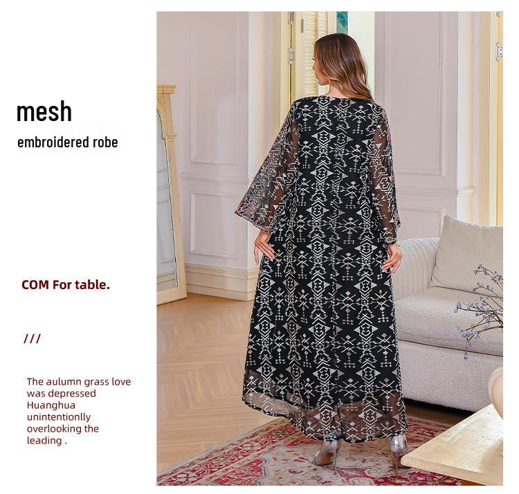 New 2025 Embroidered Abaya: Long Middle Eastern Muslim Women's Dress