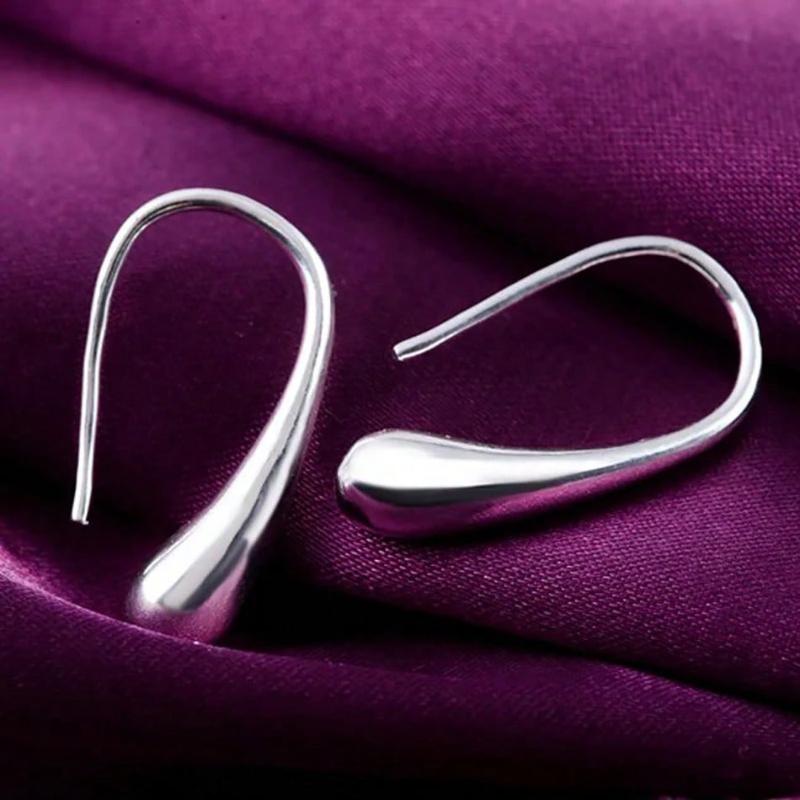 925 Sterling Silver Plated Water Drop Pendants Hoop Earrings for Women Wedding Party Luxury Fashion Jewelry 2025 Christmas Gift